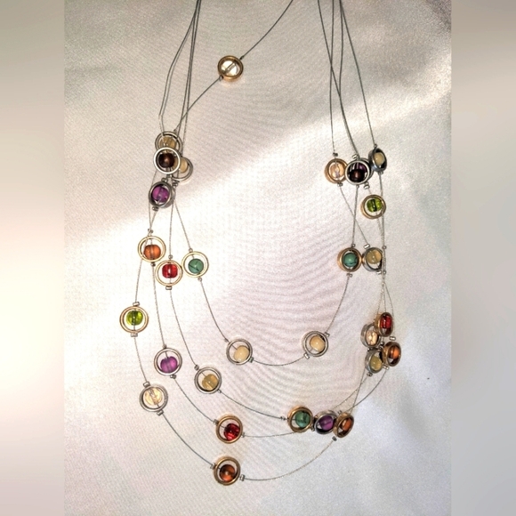 Coldwater Creek Women's Multi-strand Beaded Necklace Multicolor Adjustable - Picture 2 of 8